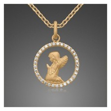 Schutzengel Anhänger mit Zirk. Gold 333 mit / ohne versch. Goldketten 38-45