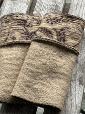 Handstulpen Stulpen Walkfilz Merinowolle Strickstoff  beige braun  rosa 20 cm