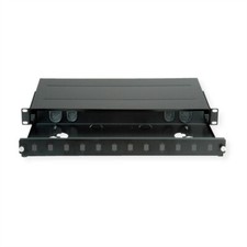 19''-LWL-Gehäuse leer, 1 HE, 12x SC-Simplex oder LC-Duplex, schwarz