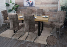 B-Ware 6er-Set Esszimmerstuhl MCW-G56, Freischwinger, Stoff Chenille, braun