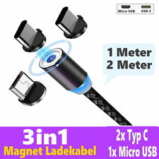 Ladekabel für Samsung Handy Magnet LED 1m | 2m Micro USB Typ-C LG Huawei Xiaomi