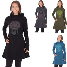 PUREWONDER Fleece-Kleid mit Traumfänger und Kapuze dr31