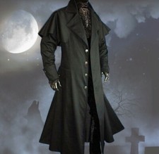 Gothic Mittelalter LARP schwarz Vampir Jäger Kutscher-Mantel Box Coat Belial