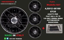 Alufelgen 12 Stiluto RAY SCHWARZ Fiat 500 D L F R Epoche OLD 4x190 Borrani Sp...