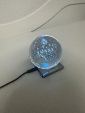 Kristallkugel 3D Nachtlicht, Nachtlicht Spieluhr Holzsockel Dekoration Mondlampe