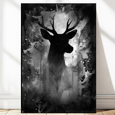 Leinwand Bild Hirsch Schwarz