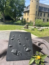 Schild Wand Deko Flamingo Eisen 60 j Vintage viereckig schwarz Stempel A