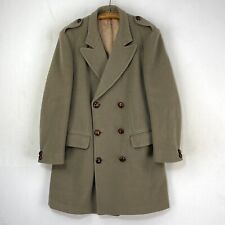 Dunn & Co Crombie Mantel Herren 40R Khaki Wolle Zweireiher Over Coat Trench