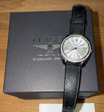 Élysée Damenarmbanduhr Lederarmband🎅 schwarz mit Box Neuwertig Edelstahlgehäuse