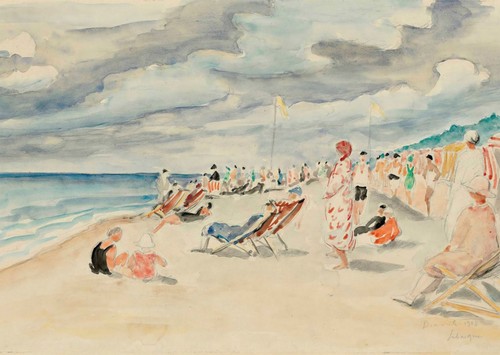 Vintage-Strandszene-Wandkunst
