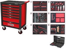 KS TOOLS RACINGline SCHWARZ/ROT Werkstattwagen mit 7 Schubladen und 598 Premi...