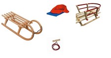 Hörnerschlitten 95cm AUSWAHL Schneeschlitten Schlitten Rückenlehne Davos Zugseil