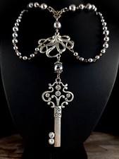 Kette Silber Schlüssel XXL Kraken Oktopus Collier Hämatit Gothic Fantasy
