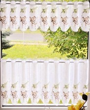 Scheibengardine 2 Teile weiß bunt Set Fenster Stickerei Gardine Plauen Panneaux