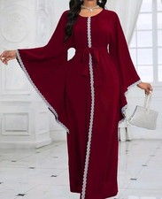 Abaya Jilbab Takshita Kaftan Festkleid Orientalisches Kleid Rot Tesettür 46 Neu