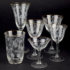 Spiegelau Gläser Rüdesheim Weinlaub Dekor weiß Goldrand Vintage Second Hand