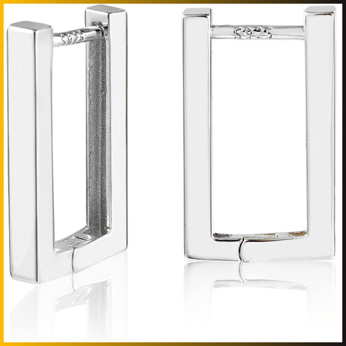 Eckige silber creolen ohrringe - silber,