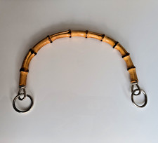 Bambus Handtaschen Griff - Taschengriff aus Bambus - ca. 21 x 13cm  Ringe silber