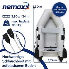 Schlauchboot 230 cm für 2 Personen inkl. 2 Paddel, Tasche, Lüftpumpe, NEMAXX W.N
