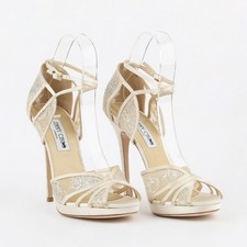 Damen Jimmy Choo Gebraucht Riemchensandaletten Spitze Party Schuhe 841785