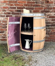 Weinfass Bar mit großen Türen und Einlegeboden, ganzes Weinfass 225L