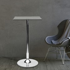 60 cm quadratischer Tisch gehärtetes klares Glas - Getränke Esstisch Modern Chrom