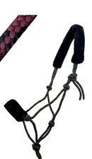 Knotenhalfter in Bordeaux rot, für Pony, mit abnehmbaren Fleece unterlegt