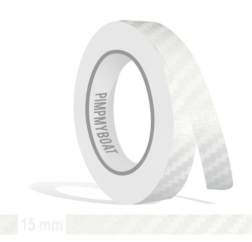 Zierstreifen 15mm carbon weiß - 15mm,