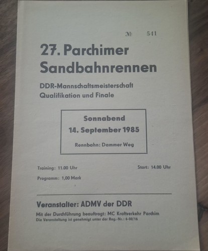 Speedway programm sandbahn - programm,
