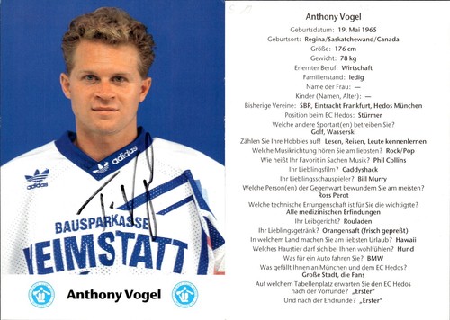 Anthony vogel autogramm ak - vogel,