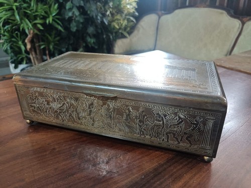 Antike messing schatulle grand - messing,