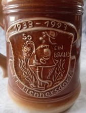 Dachbodenfund, Alter Bierkrug 60 Jahre F.F. Hennersdorf "So Ein Brand" Feuerwehr