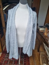 Strickjacke Janina 42 Kuschelig Grau Volants Asymmetrisch Wasserfall