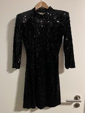 Zara Basic Damen MiniKleid Pailletten Backless Dress Gr S Schwarz Neu
