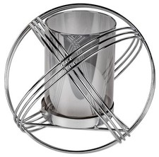 Deko Windlicht Kugel 20cm silberfarben Metall und farbigem Glas Teelichthalter