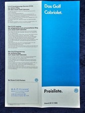 VW Golf 1 Cabrio, Cabriolet Preisliste, 28.12.1989  Cabrio / Cabrio Quartett