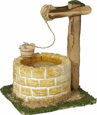 Krippenbeleuchtung - Hirtenbrunnen beleuchtet mit Wasserimitat - Sandsteinfarben