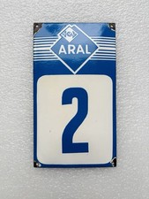Emailschild Aral BV Garagennummer 2 - 21x12cm - Original um 1950