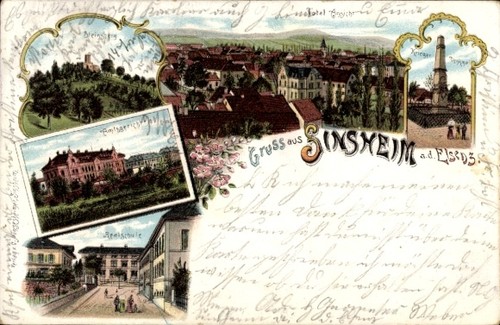 Litho sinsheim der - sinsheim, elsenz