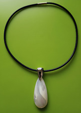 Perlmutt Collier -Tropfen Form- 925/Sterling Silber /Kautschuk Kette /Zertifikat