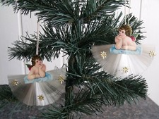 Baumschmuck, 6 Raffael-Engel auf Glasfaser Wolke