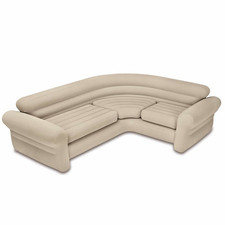 Intex Aufblasbares Sofa Eck-Sofa Couch Luftsofa Schlafsofa Schlaffunktion Beige 
