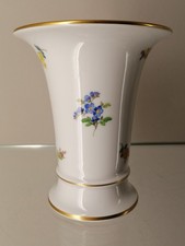 Meissen Porzellan Vase Streublümchen Golddekor H 13,5 cm Top