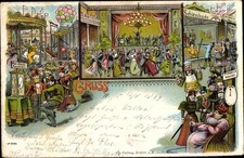 Litho Jahrmarkt, Volksfest, Karussell, Schießbude - 3788516