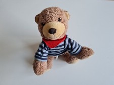 Sternataler Spieluhr Teddy Bär mit blau gestreiftem Oberteil und Halstuch