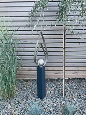 Deko Säule Kerze Anthrazit pulverbeschichtet Garten Haus Edelstahl Stele Kugel