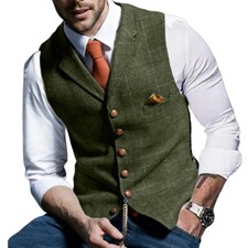 Grüne Tweed Weste für Herren