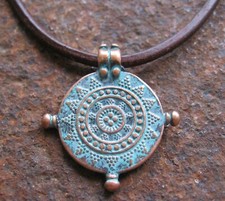 Kompass Herren Damen Halskette braun Leder Patina Piratenschmuck Surferschmuck