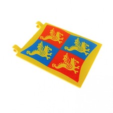 1x Lego Fahne B-Ware abgenutzt 6x5 gelb bedruckt Drache Flagge 2 Clips 2525px5