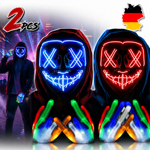 Led halloween maske stk set - 2,